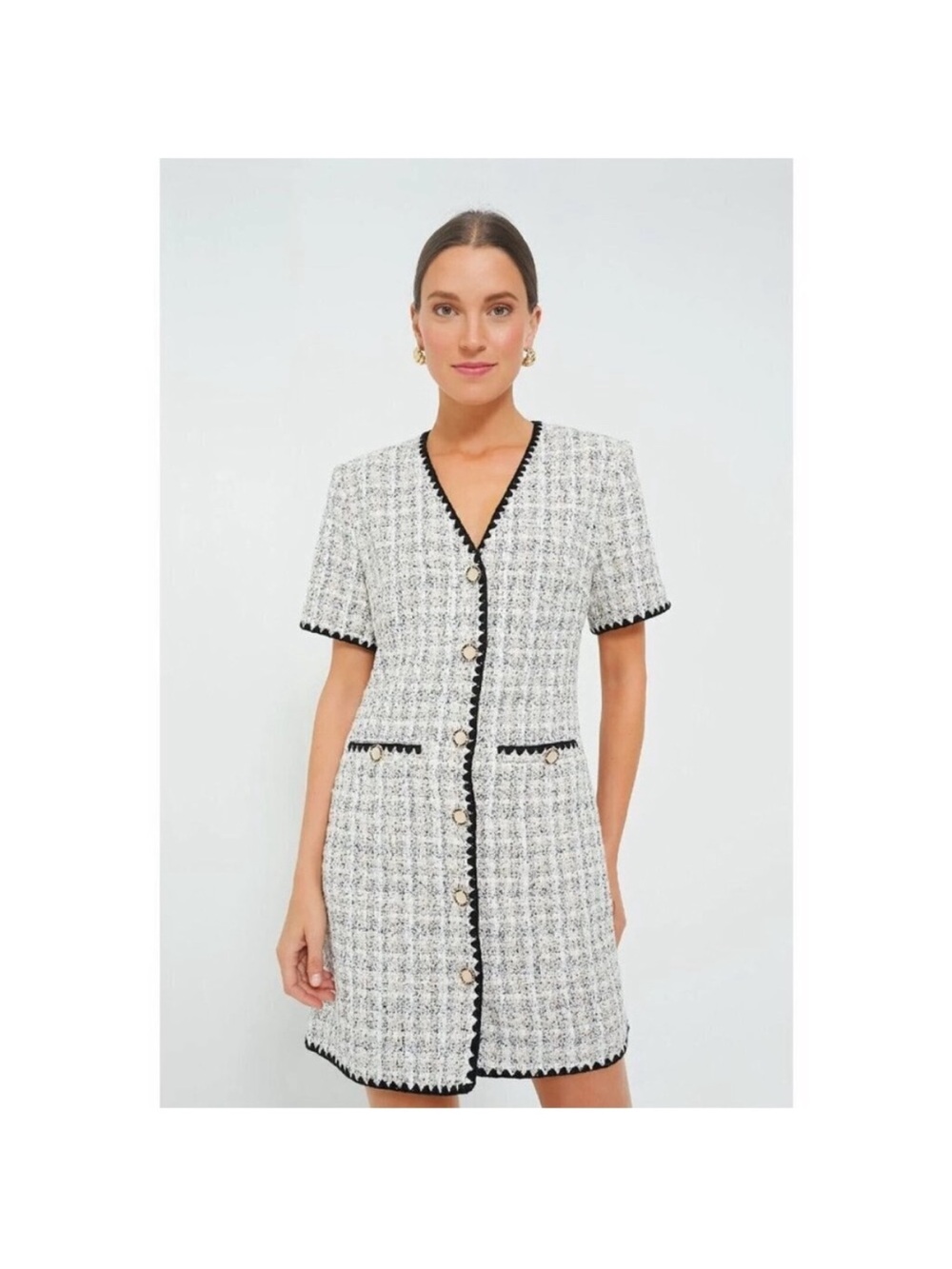 Pomander Place “The Josephine” Black and White Tweed Dress (L)